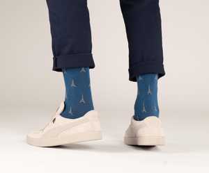 Calcetines Unisex SPLENDID APPAREL, Diseño de Torre Eiffel Azul, Tejido de Algodón/Fibra de Bambú, Transpirables, para Uso Diario, Estilo Primavera - Product Image 4
