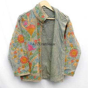 Handmade Vintage Floral Suzani Embroidered TNT Quilted Breathable Eco-Friendly Cotton Winter Jacket Women <b>Classy</b> Ethnic Boho - Product Image 5