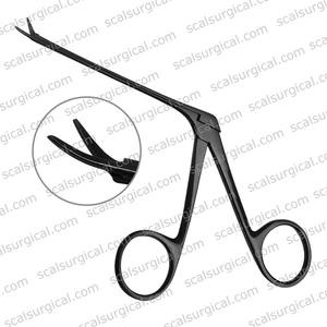 Tijeras Microquirúrgicas para Oído German Bellucci, Recubrimiento de PTFE Negro, Curvadas, Izquierdas, 7.5 cm, Instrumento Quirúrgico de Acero Inoxidable para Microcirugía ENT - Product Image 4