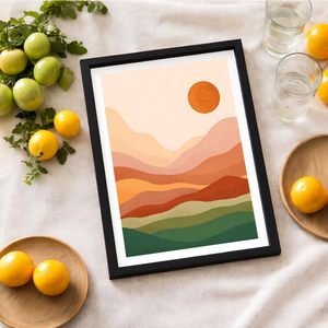 Cadre photo mural en bois fait main, écologique, style vintage moderne, design paysage montagneux noir et blanc - Product Image 5