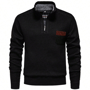 <b>Men's</b> 100% wool knitted <b>sweater</b>, half <b>turtleneck</b> with zipper, winter casual <b>sweater</b> pullover, customizable - Product Image 2