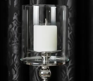 Wholesale <b>Set</b> of 3 Silver Chrome Glass Hurricane <b>Candle</b> Holders Modern Tall Metal Pillar <b>Candle</b> Stands with Glass Hurricane - Product Image 3