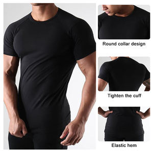 T-shirt de sport pour homme en spandex, coupe slim, manches courtes, idéal pour la course à pied et l'entraînement, vêtements de fitness d'été, vente chaude - Product Image 4