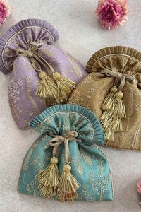 Bolso de mano tipo Potli con cordón, bordado y con cuentas, para fiestas, bodas, o como estuche para joyas y cosméticos. - Product Image 6