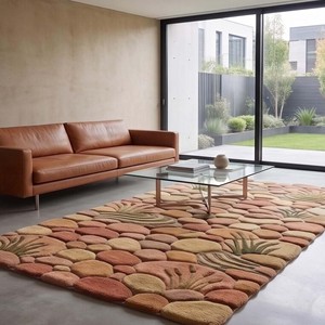Modern Hand Tufted Pebble <b>Stone</b> Rug Botanical River Rock Carpet Plush Soft Nature Inspired Wool Area Rug Home Floor Decoration - Product Image 1