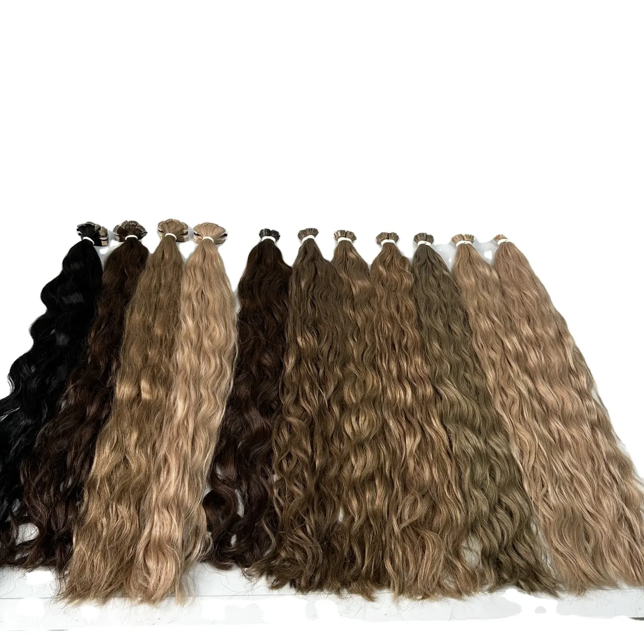 Wholesale Factory Keratin Flat Tip Wavy Curly Human Hair Extensions Double Drawn Raw Virgin Hair Vendors Vietnam