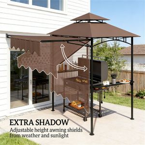 Pavillon de barbecue extérieur marron, auvent et pergola - Product Image 3