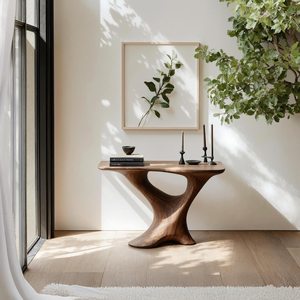 Mesa de consola de madera natural hecha a mano, muebles de mesa de entrada de granja, mesa de entrada estrecha rústica, decoración única para el hogar - Product Image 3