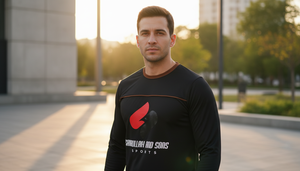 T-shirt décontracté à manches longues pour hommes en coton et polyester, respirant, coupe ample, à porter au quotidien - Product Image 4