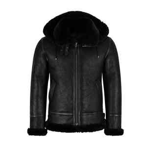 Veste en cuir bomber premium pour homme, veste en cuir de haute qualité pour homme avec fourrure sur le col, produit haut de gamme, veste en cuir pour homme - Product Image 1