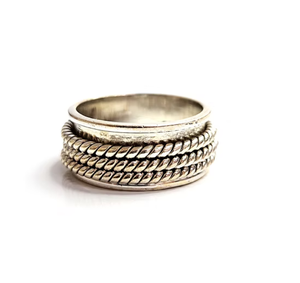 Natural Amethyst <b>Spinner</b> <b>Ring</b> 925 Sterling Silver Boho Gemstone Handcrafted Lightweight Everyday wear Jewelry - Product Image 3
