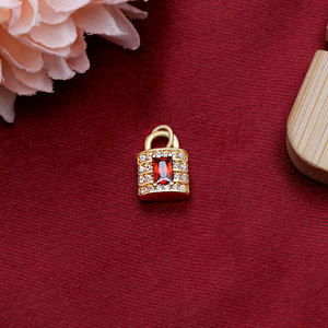 Pendentif breloque en forme de cadenas plaqué or, avec micro-pavé de pierres rectangulaires en zircon cubique coloré, bijoux en argent, pour cadeau, vente en gros - Product Image 5