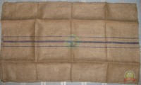 Sac en toile de jute satinée à prix abordable, emballage agricole biodégradable et écologique, taille personnalisée, imprimé sérigraphié, bandes vertes, avec poignée