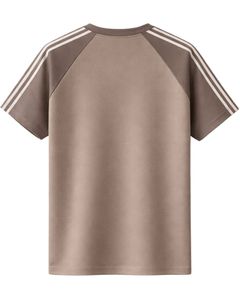เสื้อยืดแขนยาวสีน้ำตาลขี้ม้าสำหรับผู้ชาย สไตล์ลำลอง ใส่สบายช่วงฤดูร้อน คอกลม ลายทางที่ไหล่ ผ้าฝ้ายผสม ระบายอากาศได้ดี นุ่ม สวมใส่สบาย - Product Image 2