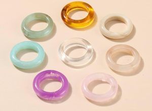 Collection de bagues tendance en résine acrylique inspirées des pierres précieuses, bijoux de doigt colorés et audacieux - Product Image 1