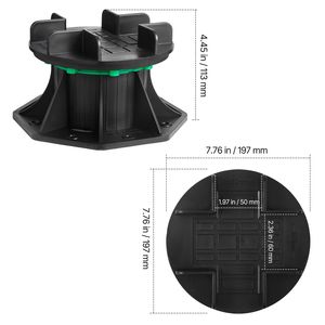 8 Pezzi Blocchi per Pavimentazione con Capacità di Carico 2200 Libbre, Supporti in Plastica da 3,54-4,65 Pollici per Sollevamento Piastrelle, Accessori per Pavimentazione 90-118 - Product Image 6