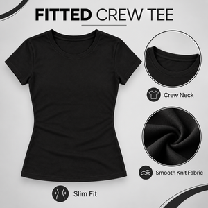 <b>Women</b> Slim Fit <b>Black</b> T <b>Shirt</b> Short Sleeve Crew Neck Stretch Cotton Basic Tee Casual Everyday Custom Logo Wholesale Supplier - Product Image 6
