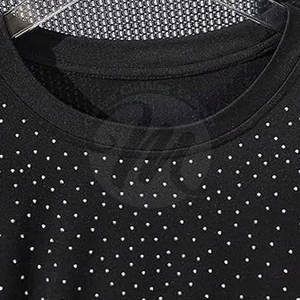 T-shirt en coton et polyester orné de strass, best-seller, vente flash, style streetwear - Product Image 3