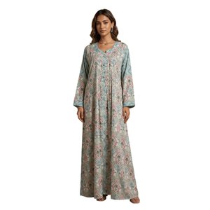 Elegant Vintage Floral <b>Printed</b> Arabic Jalabiya Dress Traditional <b>Islamic</b> Clothing - Product Image 2