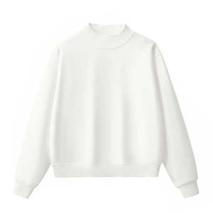 Unisex White Knitted Crew Neck Pullover Oversized Minimalist <b>Sweatshirt</b> Regular Length Solid Color Spring Wear Polyester Quick - Product Image 1