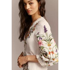 Elegante Vestido Maxi con Bordado en la Cintura Natural para Mujer, con un Hermoso Diseño, 100% Algodón, Silueta de Vestido de Gala - Product Image 2