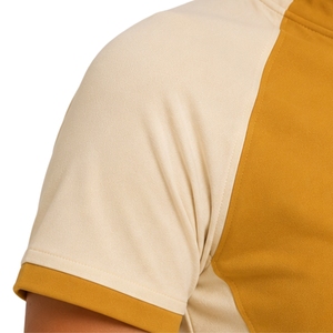 Ensemble de t-shirt et short de sport pour femme, couleur moutarde et beige, demi-zip, séchage rapide, manches courtes, vêtements de sport, fitness, gym, tenue de tennis - Product Image 3