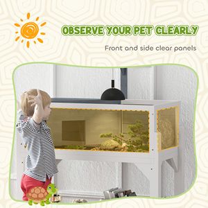 Terrario de Madera Gris para Tortugas con Estante de Almacenamiento, Tapa Abrible, Soporte para Lámpara, Ventanas Transparentes, Suministros para Reptiles y Anfibios - Product Image 4