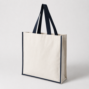 Grand sac fourre-tout en toile de coton 300 GSM, 45x49x12 cm, promotionnel, personnalisable, vente en gros, réutilisable, blanc cassé, avec ruban de 69 cm pour poignée - Product Image 3