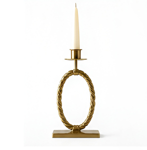 Porte-bougie en métal inspiré de la corde équestre, thème équitation, centre de table décoratif, décoration intérieure, cadeau raffiné doré - Product Image 1