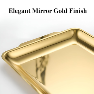 Bandeja de Lujo Multiusos para Té, Aperitivos, Postres, Frutas y Pasteles, con Acabado Brillante Chapado en Oro, Apta para Lavavajillas y Microondas, para Cocina y Comedor - Product Image 2