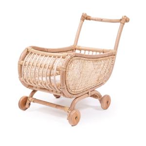 Natural Rattan Kid Toy Handmade Wicker Baby <b>Doll</b> Stroller Pram Walker Eco Friendly Pretend <b>Play</b> Pushcart For Toddlers - Product Image 5