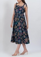Gaun Midi A-Line Botanical Ringan 100% Katun Ramah Lingkungan Kualitas Terbaik Wanita Bahan Lembut Nyaman Elegan Kompetitif