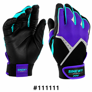 Custom Brand Adult Batting Gloves Leather Black Right Hand XXL XL Durable Breathable Quick-Dry Woven <b>Hook</b> - Product Image 1