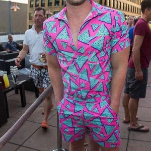 Combinaisons pour hommes, été, décontractées, manches courtes, en coton léger, pour les vacances en plein air, la plage, le sport, élégantes et confortables - Product Image 4