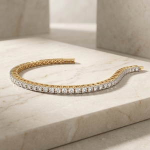Cultivate Diamond 2mm Tennis Bracelet 18K <b>Solid</b> <b>Gold</b> VVS VS DEF Colour Box Setting Secure Clasp Lab Grown Ethnic Style Everyday - Product Image 1