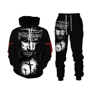 Custom Sublimation Unisex Winter Sporty Solid Skinny Tracksuit Set 3D Hoodie <b>Jogger</b> <b>Polyester</b> Warm Printed Sweatshirt Sweatpants - Product Image 4