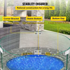 1/4-Inch Thick Clear Tempered Glass Flame <b>Guard</b> 17 X 17 X 6 Inch Windproof Glass Shield for Outdoor Propane Gas <b>Fire</b> Pit - Product Image 5