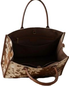 Genuine Cowhide Leather Tote Brown White Hair-On Western Shoulder Bag - Product Image 3