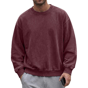 Sudadera de cuello redondo extragrande negra con lavado ácido para hombre, estilo vintage, manga larga, OEM ODM, colección 2026 Harry Johnson Production - Product Image 1