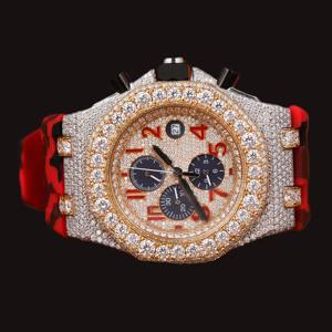 Reloj de Lujo para Hombre con Caja Redonda de Diamantes Moissanite de Dos Tonos Hechos a Mano, con Múltiples Funciones - Product Image 1