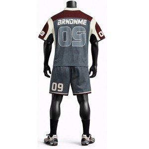 Ensemble maillot et short de football américain 100 % polyester, uniforme sportif respirant, tenue d'équipe personnalisée pour les entraînements et les matchs - Product Image 3