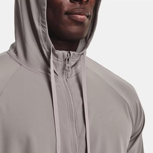 Custom Men's Slim Fit Lightweight Full <b>Zip</b> <b>Hooded</b> Jersey Sports Jacket Quick Dry Training Hoodie OEM ODM Manufacturer - Product Image 4