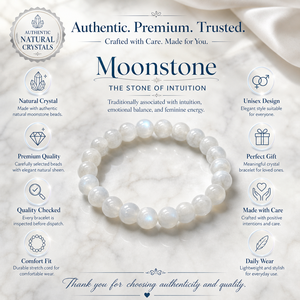 Bracelet extensible en pierre de lune naturelle 8 mm, perles de cristal, vente en gros - Product Image 4