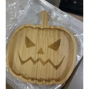 Pumpkin <b>Shaped</b> Wooden Chopping Board With Handle Round Acacia Wood Cutting <b>Block</b> For Kitchen Use Halloween boo spider custom - Product Image 3