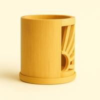 Organisateur de bureau en bambou brun fait main, porte-stylos |   Stockage écologique et durable pour le bureau et l'école |   Design rustique minimaliste |