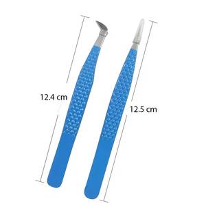 Pince à épiler de précision en acier inoxydable bleue à pointe lisse pour extensions de cils - Product Image 4
