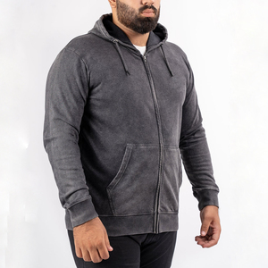 Men's Heavyweight Acid Wash <b>Hooded</b> <b>Zip</b> Sweatshirt Premium Streetwear Tracksuit Custom Colors OEM ODM Best Factory Price - Product Image 4