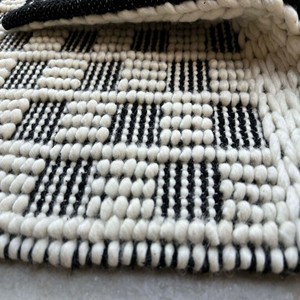 Handwoven Chunky Loop Wool Rug, Grey and White Flatweave, Modern Indoor Outdoor Decor - Product Image 3