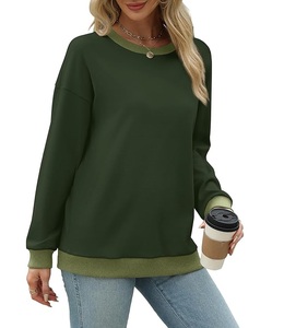 Nueva llegada: Sudadera de algodón de lujo para mujer, de manga larga, cuello redondo, hombros caídos, color liso, cómoda y casual, de Bangladesh. - Product Image 3
