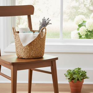 Vietnam Handmade Water Hyacinth <b>Basket</b> <b>With</b> Natural Woven <b>Lid</b> for Storage of Laundry Clothes Toys and Home Decoration - Product Image 2